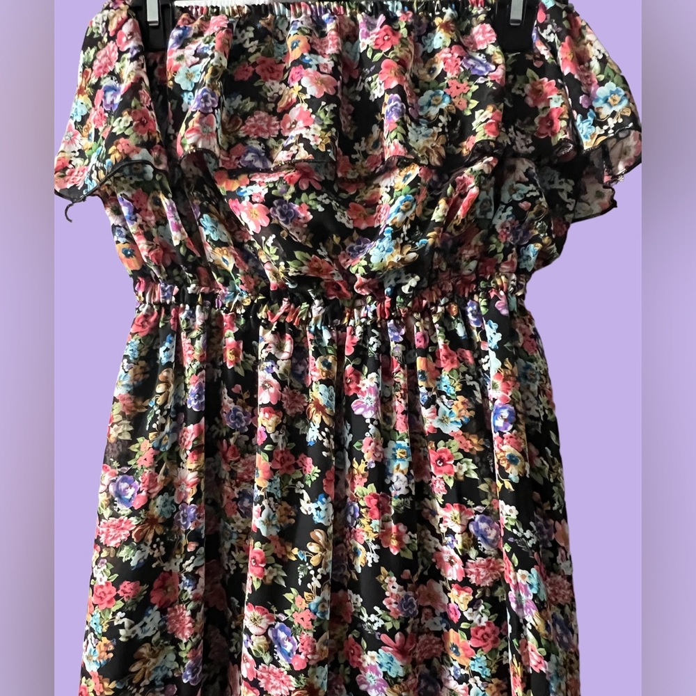 Sheer Floral Strapless Dress
